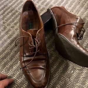 Stylish Brown Leather Women's Heels